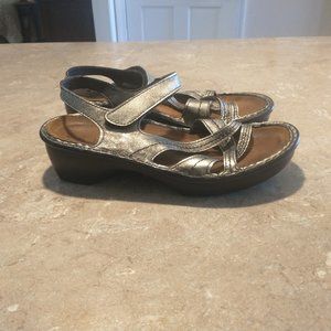 Naot Gold Metallic Sandals, European Size 38